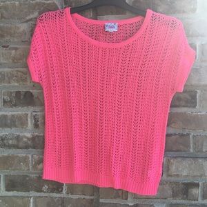 Girls Justice neon pink short sleeve sweater 10